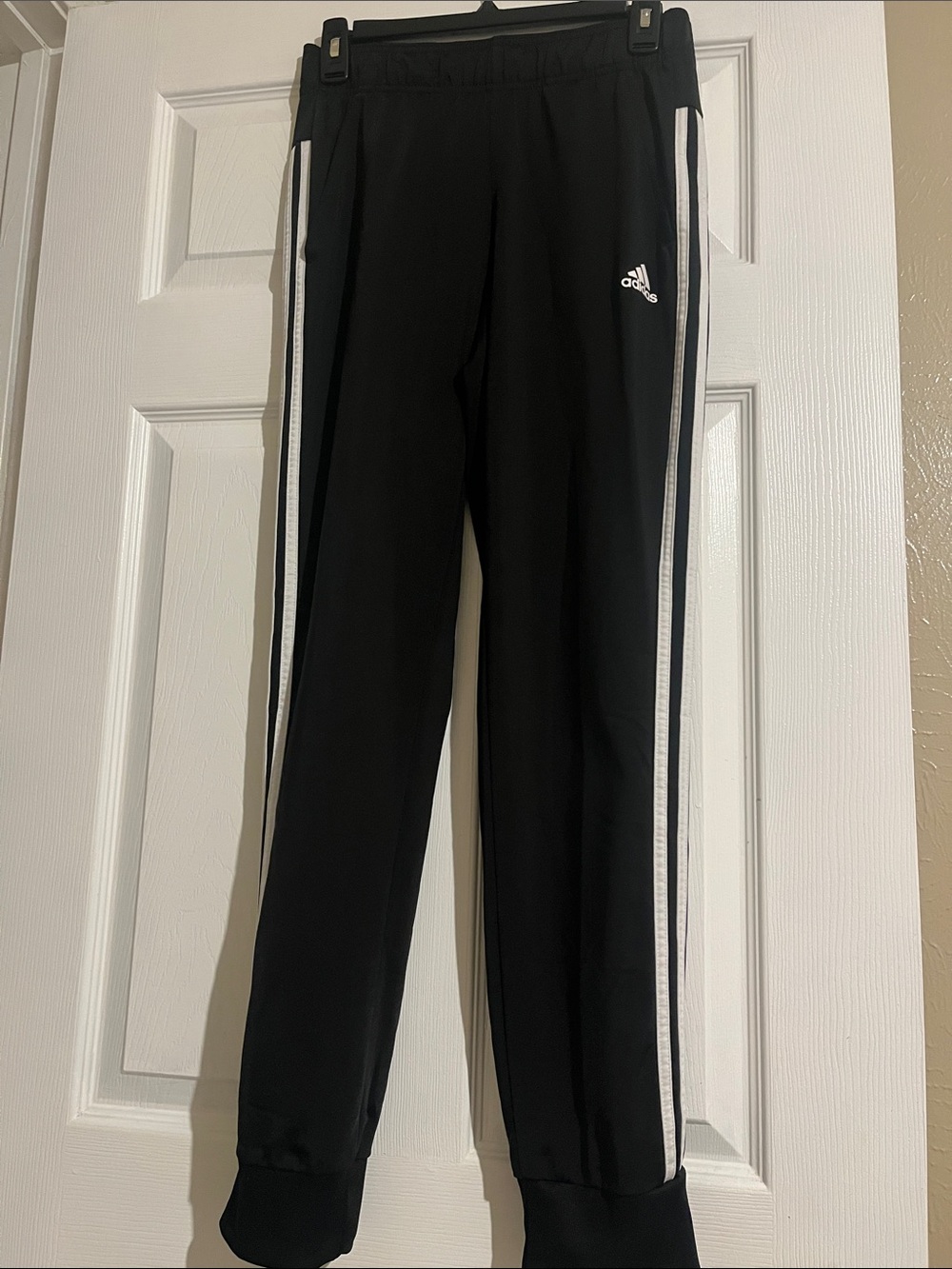 adidas Black Joggers with White Side Stripes -